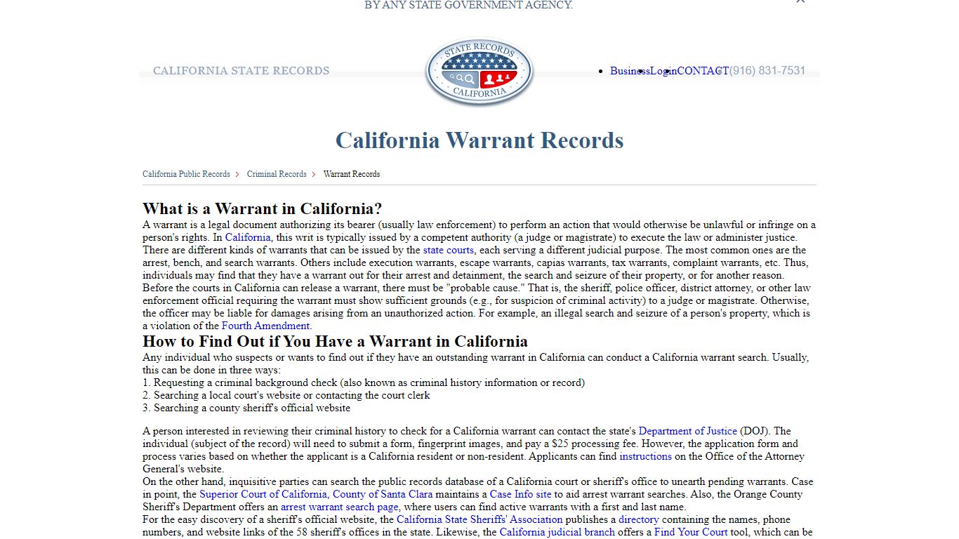 California Warrant Search | StateRecords.org